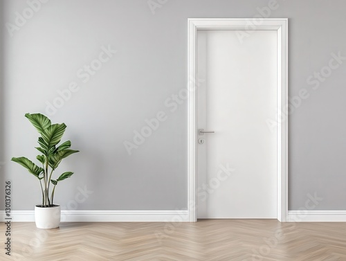 Green plant picture next to white door