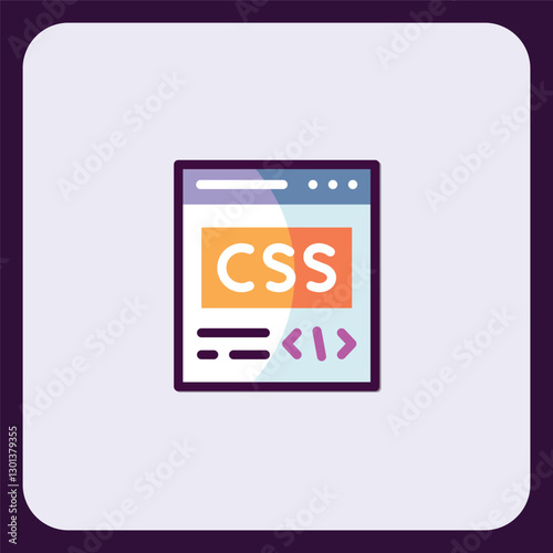 Colorful CSS Coding Webpage Icon for Website Development