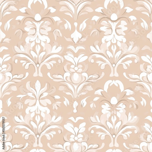 Pastel damask pattern with elegant floral motifs in soft muted tones, Pastel damask pattern seamless, elegant floral pastel damask design, vintage soft pastel damask motif.
