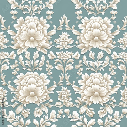 Pastel damask pattern with elegant floral motifs in soft muted tones, Pastel damask pattern seamless, elegant floral pastel damask design, vintage soft pastel damask motif.