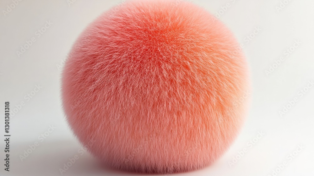 Gradient faux fur ball with shades of coral and orange, fluffy texture on white Gradient faux fur ball with shades of coral and orange, fluffy texture on white