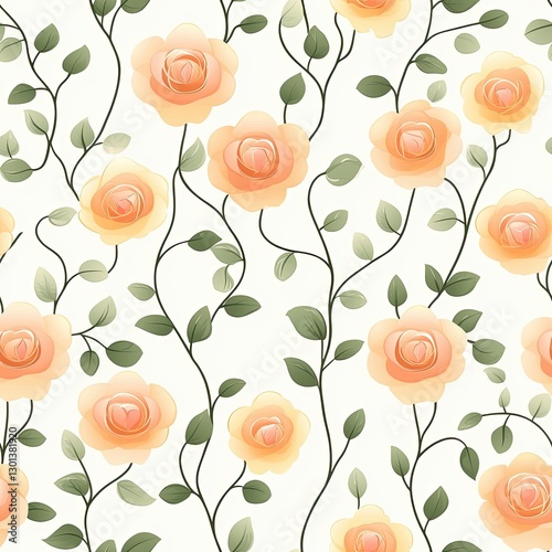 Wild roses in soft pastel shades with gentle petals and elegant swirling stems, Wild rose pastel seamless, elegant pastel rose bloom, soft petal pastel floral pattern.