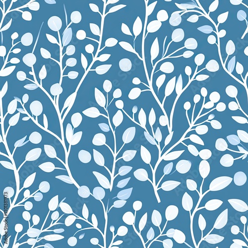 Winter frost floral pattern in cool pastel tones with delicate icy branches, Winter pastel floral seamless, frost bloom pastel pattern, soft icy pastel branches.