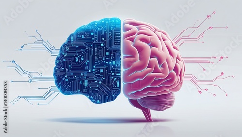 Futuristic AI Brain with Neural Circuit and Organic Mind