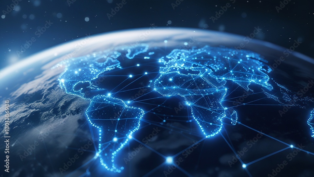 Fototapeta premium Global Digital Network with Futuristic Data Connections