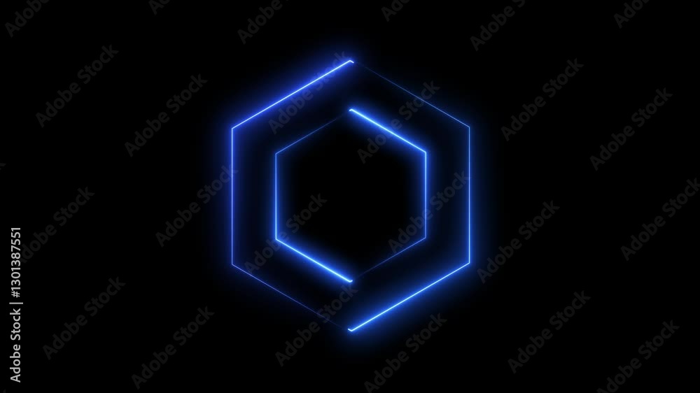Glowing neon animation of laser Hexagons Of Flickering Multicolor Neon Abstract Shapes line.Glowing neon hexagon looping background . Glowing neon animation of laser Hexagons Of Flickering Multicolor Neon Abstract Shapes line.Glowing neon hexagon looping background .