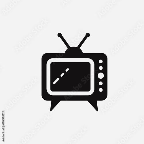 very simple flat and single minimalist Television Silhouette in black on a white background