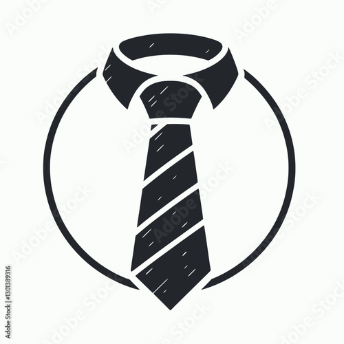  very simple flat and single minimalist Tie Silhouette in black on a white background