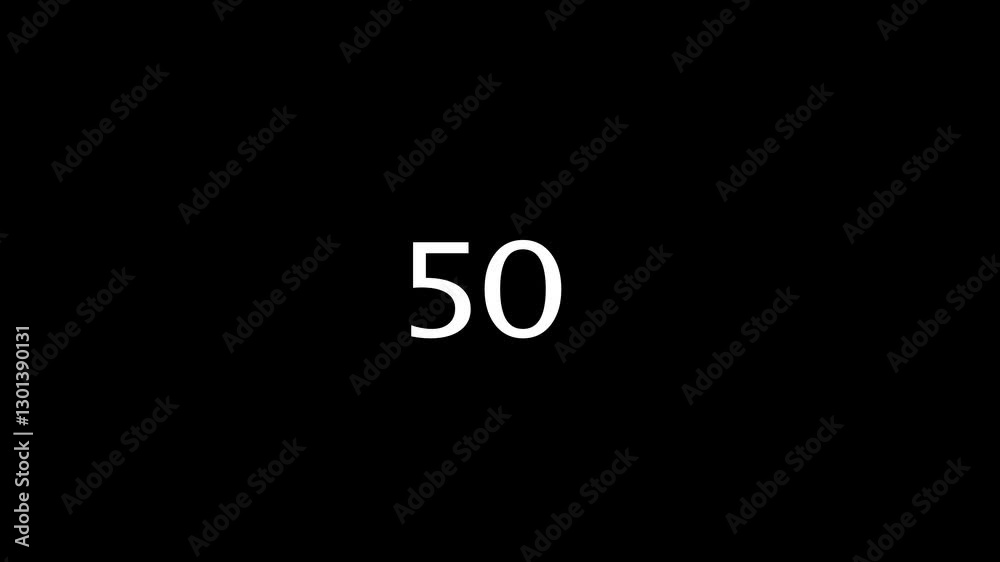 Countdown 10 second animation video from 60 to 0 seconds with black background .