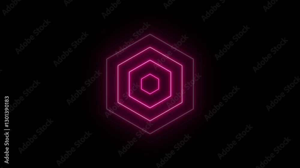 Glowing neon animation of laser Hexagons Of Flickering Multicolor Neon Abstract Shapes line.Glowing neon hexagon looping background . Glowing neon animation of laser Hexagons Of Flickering Multicolor Neon Abstract Shapes line.Glowing neon hexagon looping background .
