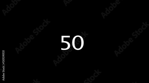 Countdown 10 second animation video from 60 to 0 seconds with black background .