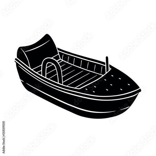 Pedal Boat Black Vector Silhouette for Print Design Projects
