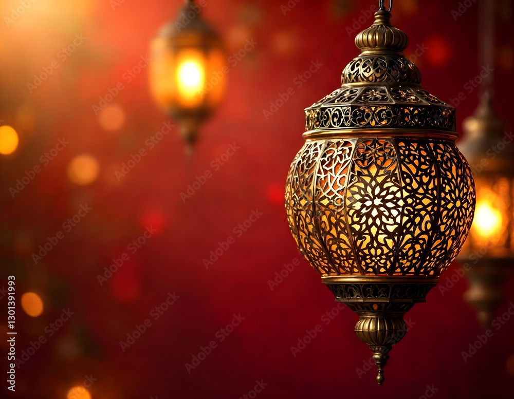 Ornate Moroccan lantern, intricate metalwork, golden glow Ornate Moroccan lantern, intricate metalwork, golden glow