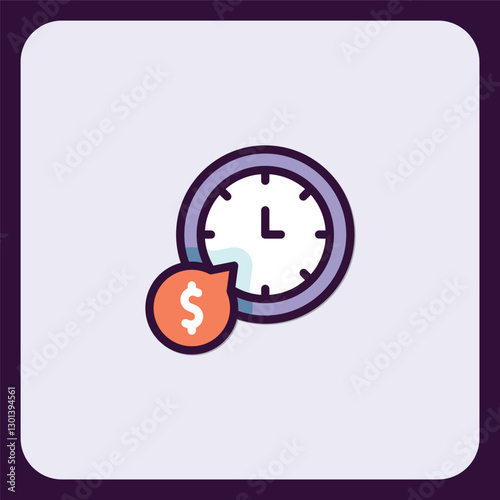 Time is Money Clock Icon, Financial Management, Budget, Expense Tracking, Investment, Clock with Dollar Sign