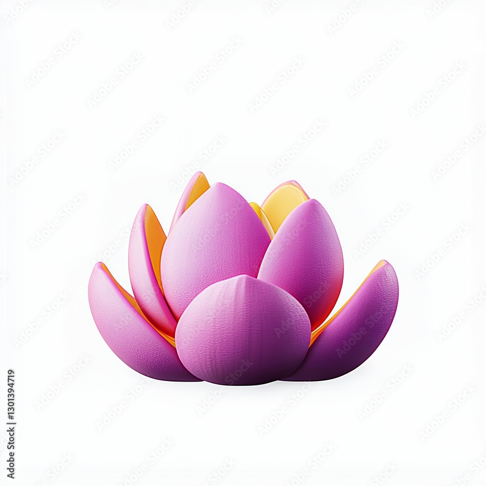 Obraz premium Pink and Yellow 3D Rendered Lotus Flower on White Background