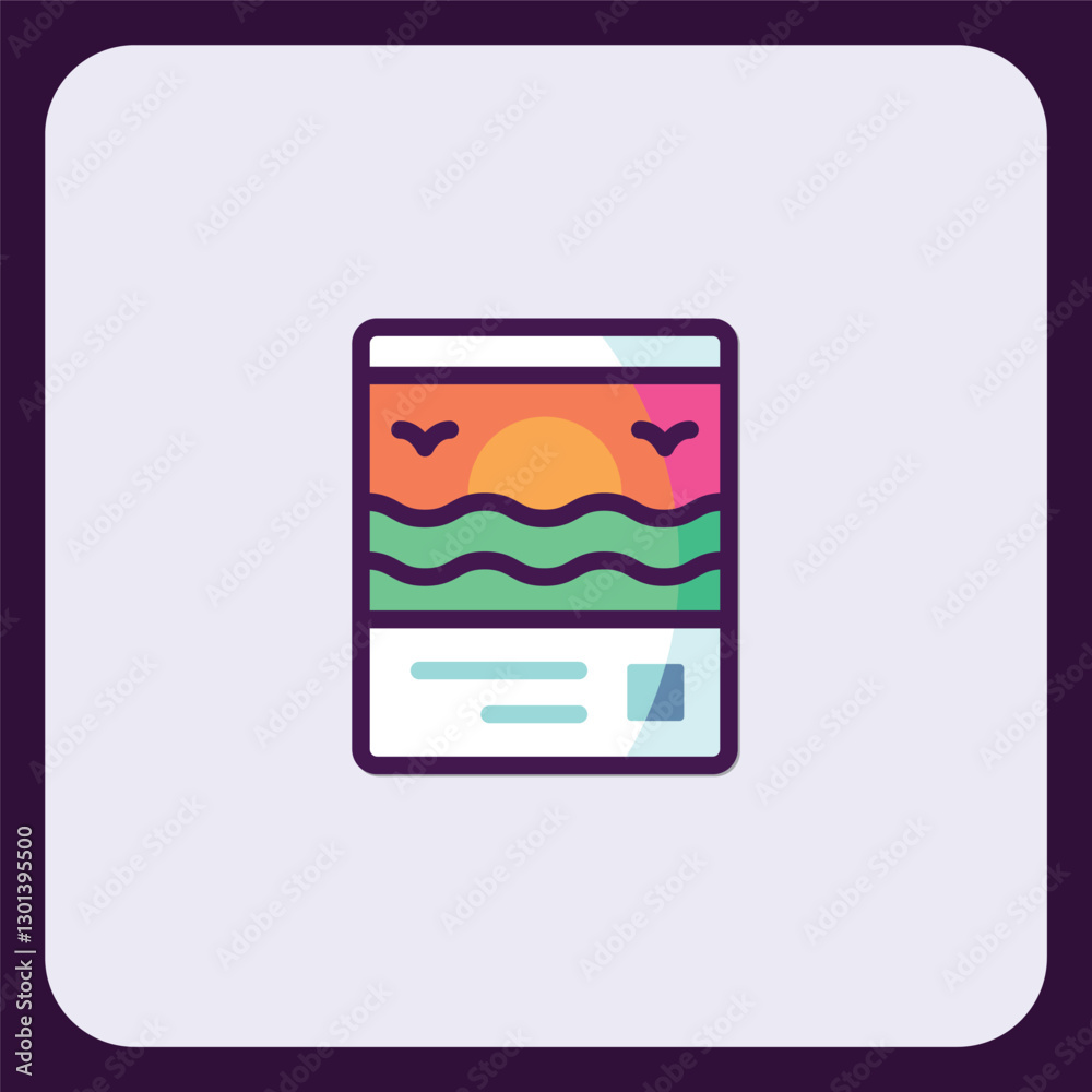 Sunset Seascape Icon: Minimalist Ocean View Illustration Sunset Seascape Icon: Minimalist Ocean View Illustration