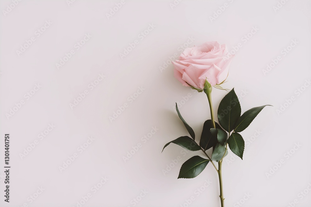 Fototapeta premium Delicate Pink Rose on a Light Background