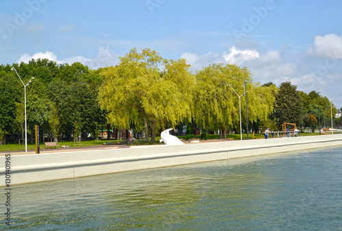 KALININGRAD REGION, RUSSIA - AUGUST 13, 2023: Embankment on a summer day. Svetly City