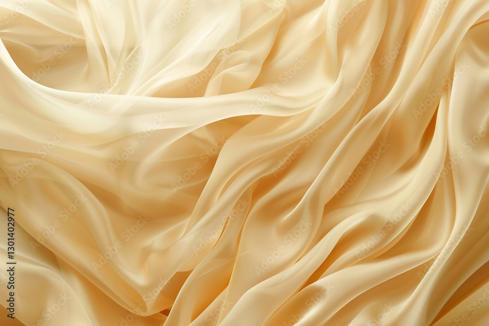 Obraz premium Beige Fabric Folds Texture. Soft Silk Textile, Textile Background for Elegant Design, Golden Cloth Drapery