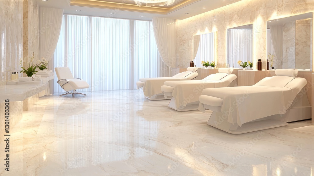 Fototapeta premium Serene Spa Relaxation: Luxurious Massage Room Interior