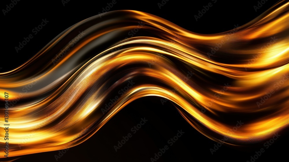 Obraz premium Abstract Swirling Golden Ribbons Against a Dark Background