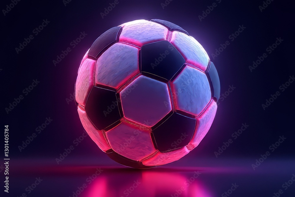 Fototapeta premium Neon Pink & Black Soccer Ball in Trendy Design