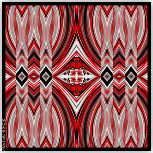 Ukrainian Ornament: Tradition in Color, red and black seamless pattern, Abstract Ethno Ornament