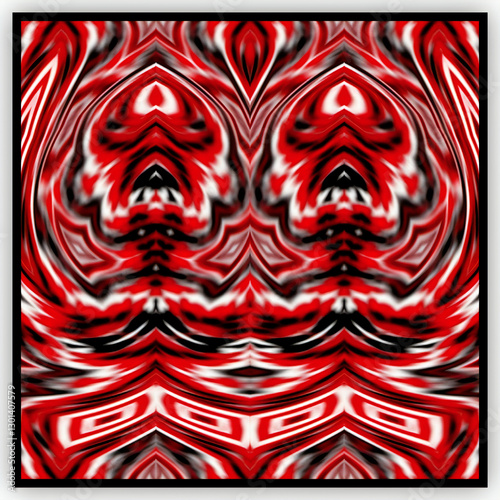 Geometric Pattern in Red and Black, Modern Take on Folk Patterns, abstract background with red and white stripes