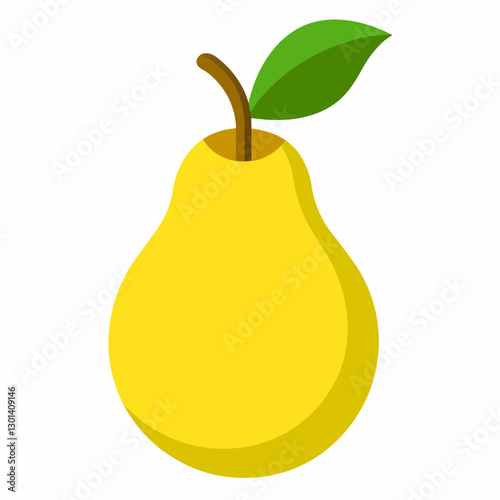 Realistic full-body pear with a leaf, vector artwork