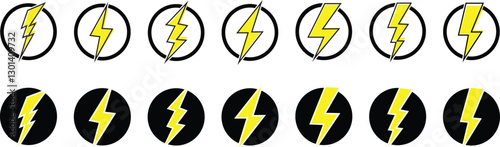 Free Download Flash lightning power icon set. Energy and thunder electricity symbol concept. Thunder bolt flash vectors isolated on transparent background, yellow flash lightning bolt icons. Vector illustration. - GFXLoad