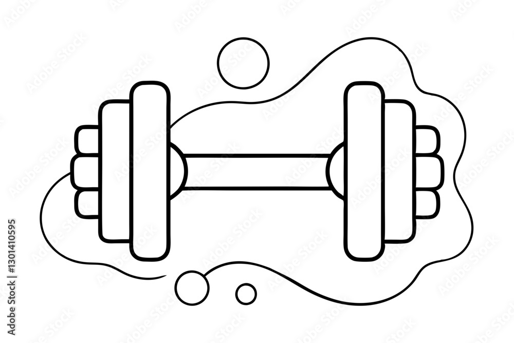 Elegant Line Drawing of Dumbbell. Fitness Equipment Vector Elegant Line Drawing of Dumbbell. Fitness Equipment Vector
