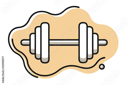 Elegant Line Drawing of Dumbbell. Fitness Equipment Vector