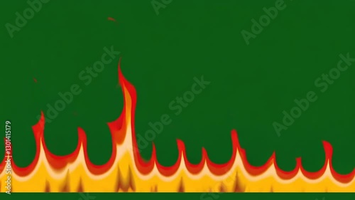 Bright Colorful Flames with Vibrant Red and Yellow Tones on Green