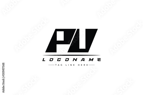 PU racer logo. Racing logo design for racing, driving and car or motorsport.