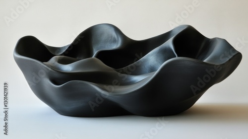 Wallpaper Mural A black abstract sculpture resembles gentle waves in a minimalist style Torontodigital.ca