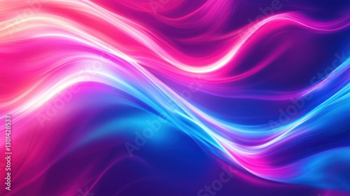 Abstract neon wavy lines glowing with radiant bright colors