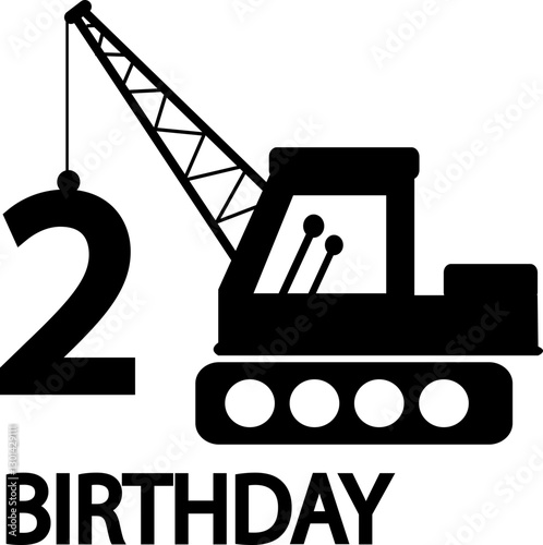 birthday 2nd construction crane silhouette vector file svg 