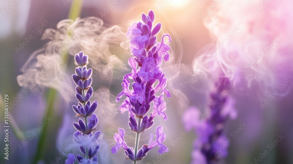 Fototapeta premium The delicate lavender flower display against a soft and hazy background