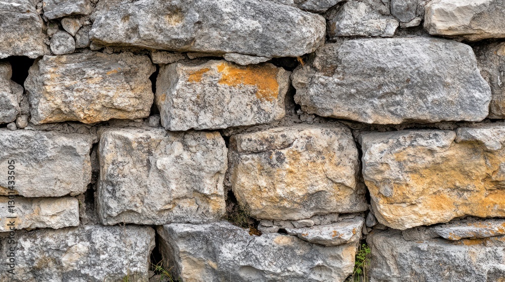 Detailed view of stacked gray and yellow toned stones Detailed view of stacked gray and yellow toned stones