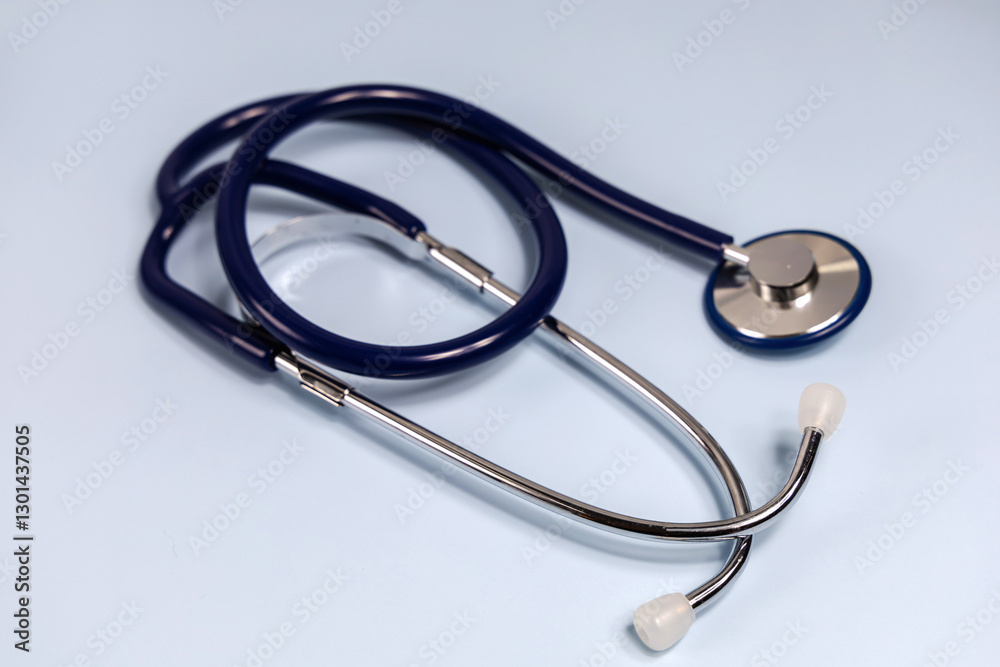 Medical stethoscope on blue background. World heart day. Medical stethoscope on blue background. World heart day.