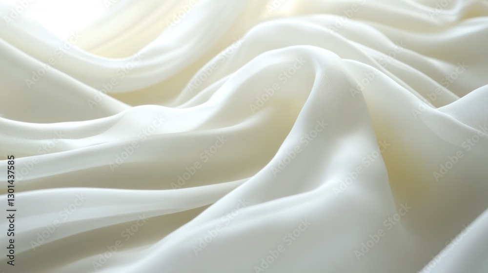 Smooth White Fabric Forms Elegant Waves In Soft Bright Light Smooth White Fabric Forms Elegant Waves In Soft Bright Light