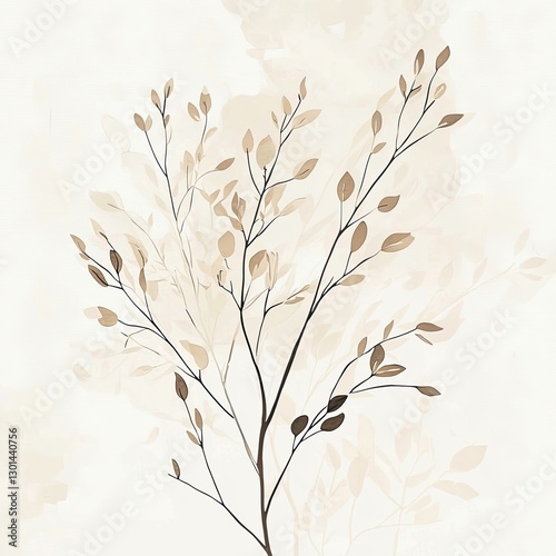 Abstract muted colors florals painting poster decoration