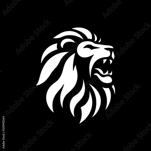 simple angry  lion head silhouette vector logo design	
