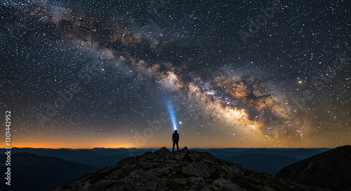 Wallpaper Mural Lighthouse beaming into the starry night under the Milky Way Torontodigital.ca