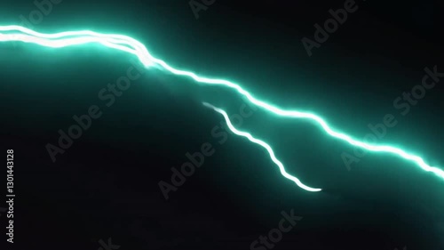 Bright Electric Blue Lightning Bolt on Dark Background Nature Energy