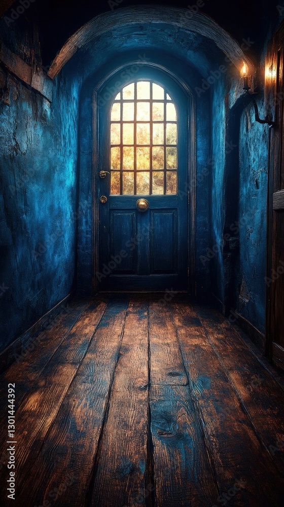 Obraz premium Dark Hallway Entrance With Vintage Door