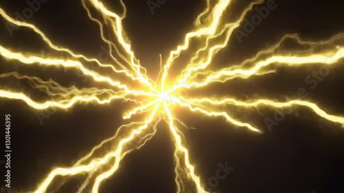 Bright Electric Lightning Burst on Dark Background for Design Use