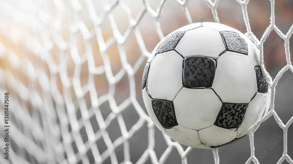 Fototapeta premium Soccer Ball in a Net with White Background 