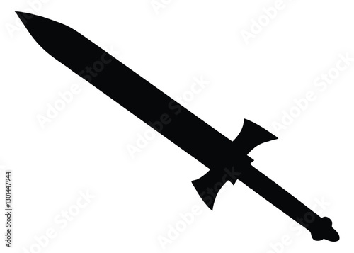 Silhouette of sword isolated on a white background