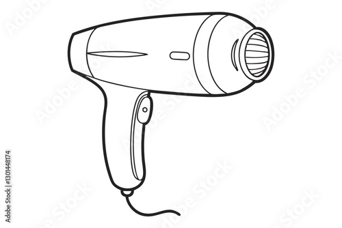 Hair Dryer Vector Art. Clean Line Drawing Illustration